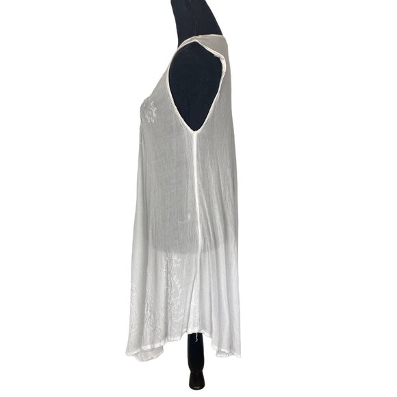 ANANDAS Women Sheer Dress One Size White Embroidered Sleeveless Casual 56-13 - Picture 4 of 7